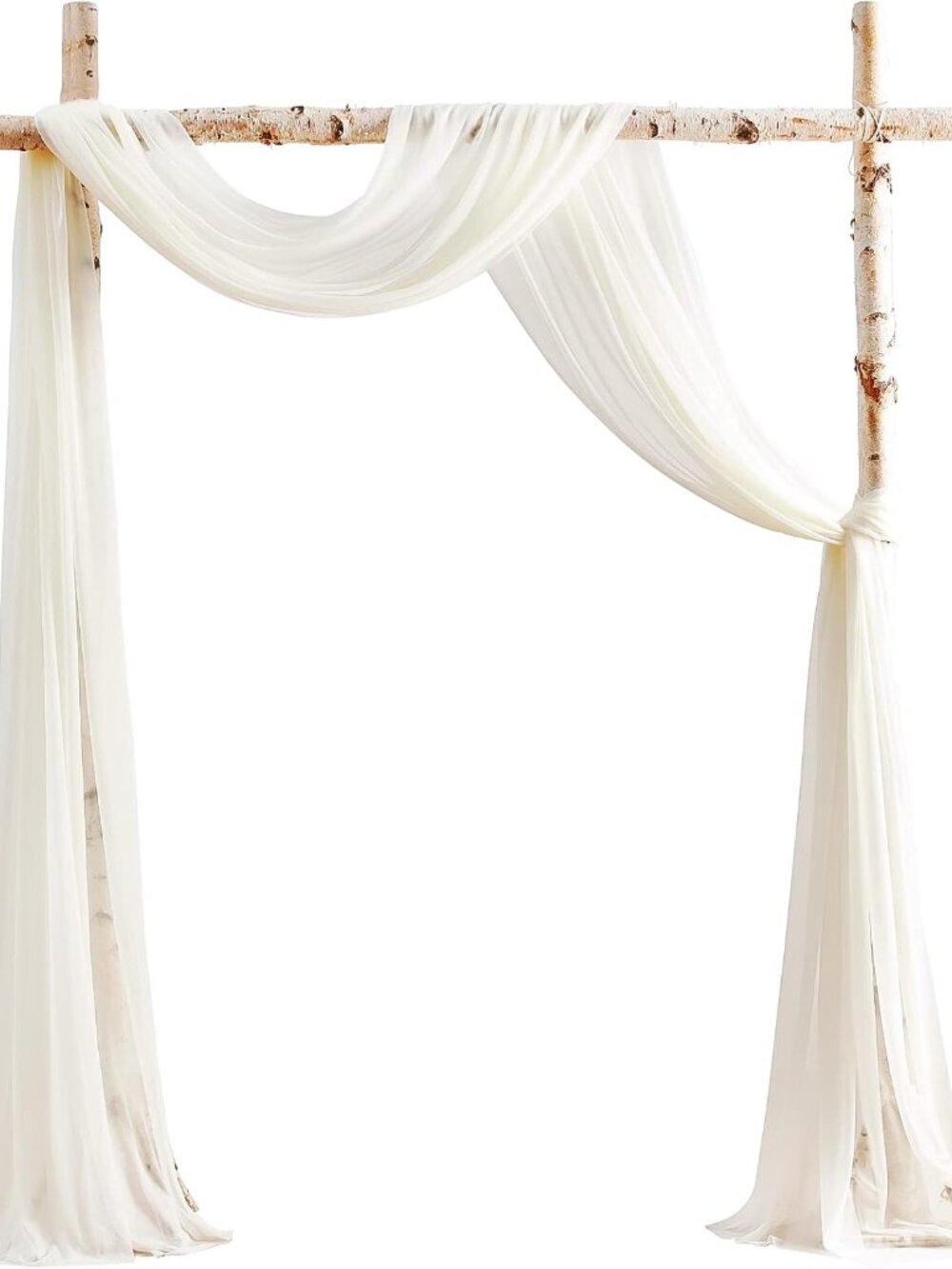 Wedding Arch Draping Fabric 2 Panels 20Ft Ivory Chiffon Fabric Drapes Arbor Drap